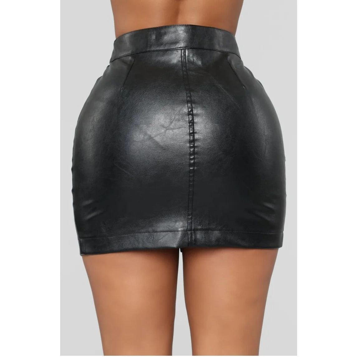 Black fitted mini skirt with front zip details